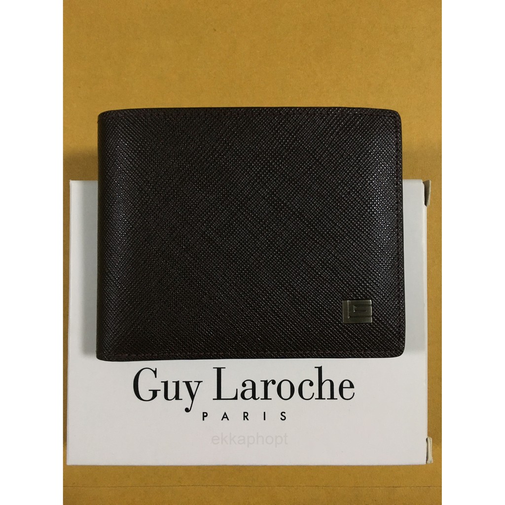 Guy Laroche กระเป๋าสตางค์ผู้ชาย สีน้ำตาลเข้ม ของแท้ 100%