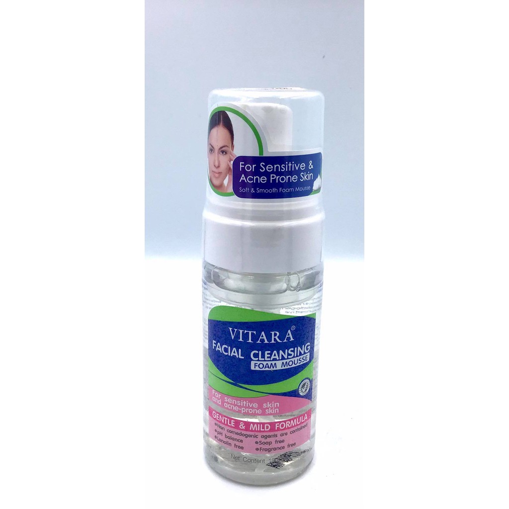 ไวทาร่า เฟเชียล คลีนซิ่ง โฟม มูส (VITARA FACIAL CLEANSING FOAM MOUSSE) 100ml โฟมมูสล้างหน้า