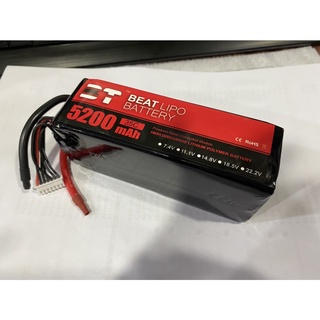 แบตเตอรีลิเธียมโพลิเมอร์ยี่ห้อBT BEAT 22.2V 5200mAh 35C 6S Lipo Battery No Plug