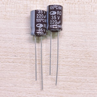 Capacitor ค่า 220uF/35V. ยี่ห้อ SAMWHA ของแท้ จำนวน 10 ตัว