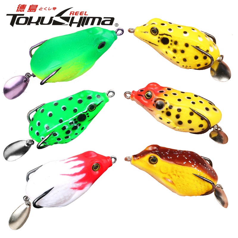 Topwater เหยื่อตกปลาซิลิโคน รูปกบกระโดด 3D