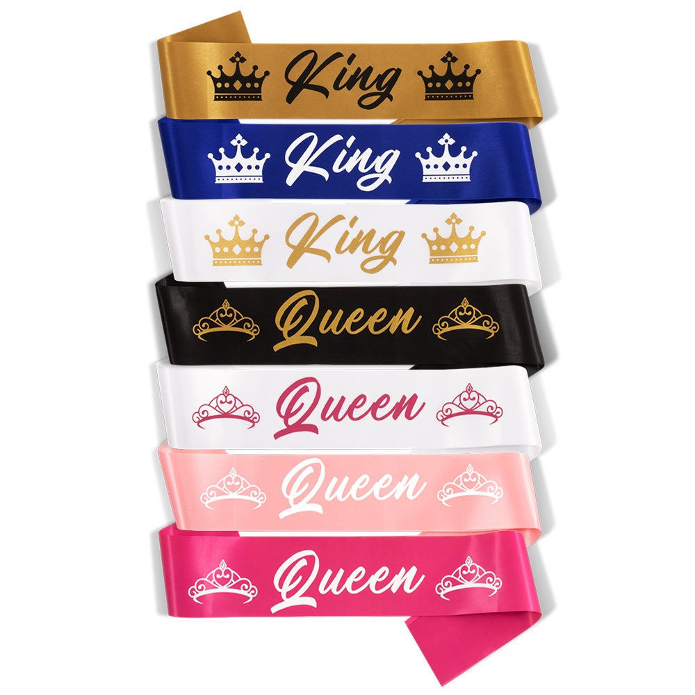 การออกแบบใหม่King และ Queen Sash Party ตกแต่ง Party Favors ของขวัญ