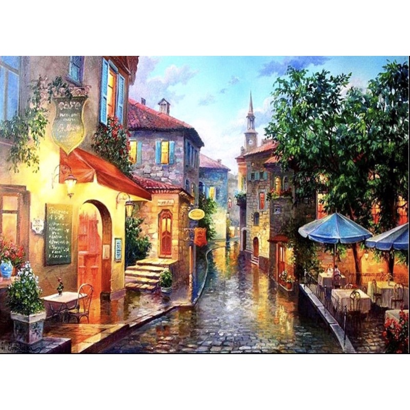 (สีหลอด) DIY Paint by numbers ภาพระบายสีตามตัวเลข RA3326 ไม่มีเฟรม