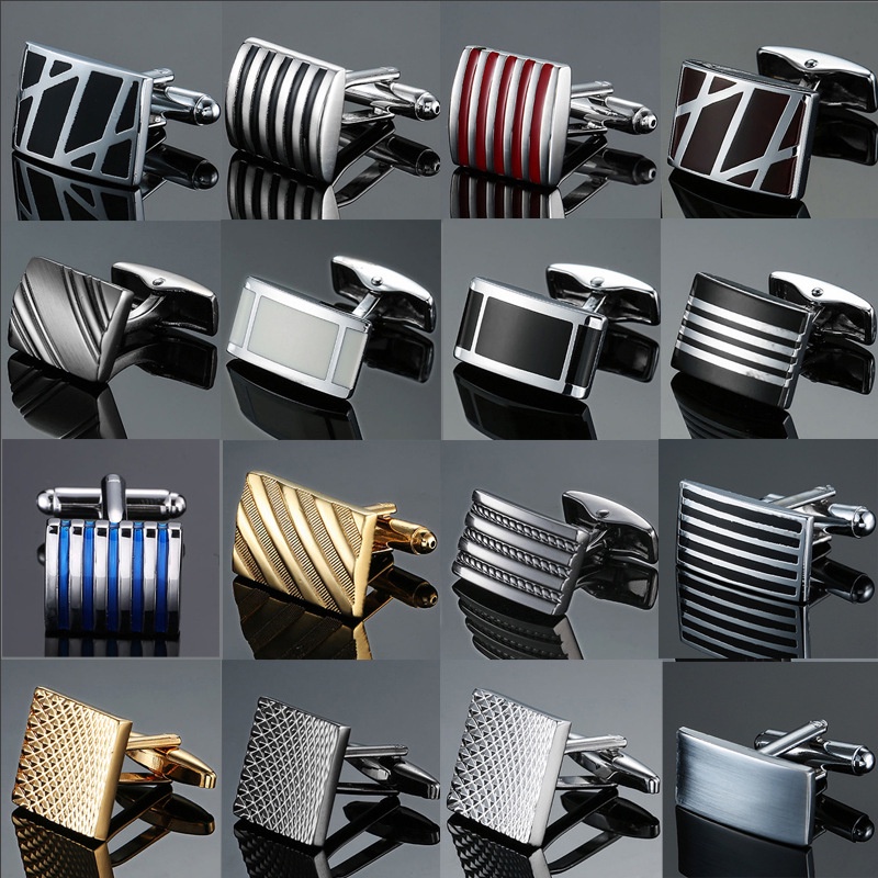 1 คู ่ คุณภาพสูงผู ้ ชายฝรั ่ งเศสเสื ้ อปุ ่ มทองแดงวัสดุสแควร ์ ลาย Cufflinks คลาสสิก Wild