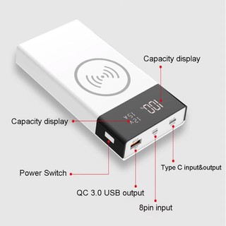 Power Bank QC3.0 แบตสำรองชาร์จไร้สาย และชาร์จเร็ว PD Quick charge