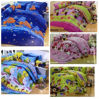 Premier Satin Nemo micky pooh  PK.ผ้าปูที่นอน 5 ฟุต มี 5 ชิ้น การ์ตูนลิขสิทธิ์เคลือบสารกำจัดแบคทรีเรีย