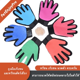 PetEnjoy Pro ถุงมือแปรงขนสัตว์เลี้ยง กำจัดขนหมาแมว ถุงมือนวดให้สัตว์เลี้ยง หลายหลากสี นุ่มสบาย ถุงมือแปรงขนสัตว์เลี้ยง