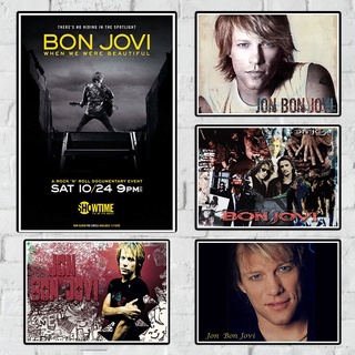 โปสเตอร์กระดาษคราฟท์ ลาย Bon Jovi แบบสร้างสรรค์ สําหรับตกแต่งผนังบ้าน บาร์ คาเฟ่