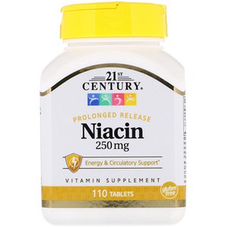 ส่งจาก USA &gt;&gt; 21st Century, Niacin, Prolonged Release, 250 mg, 110 Tablets บำรุงผิวขาวใส