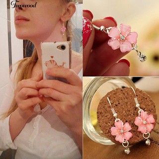 กลีบดอกไม้ที่สวยงามผู้หญิง Rhinestone Dangle Drop Hook เครื่องประดับต่างหูน่ารัก