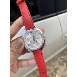 Coach 1Boyfriend Round Red Leather Strap Watch