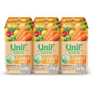 ยูนิฟ น้ำแครอท ผสมน้ำผักผลไม้รวม100% ขนาด 200ml ยกแพ็ค 6กล่อง UNIF CARROT MIXED VEGI FRUIT JUICE