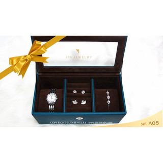 Gift Set Promotion เซ็ตของขวัญ นาฬิกา+ต่างหู+กำไลข้อมือ { Set A05 } พิเศษเซ็ตของขวัญราคาสุดคุ้ม จาก JIN JEWELRY