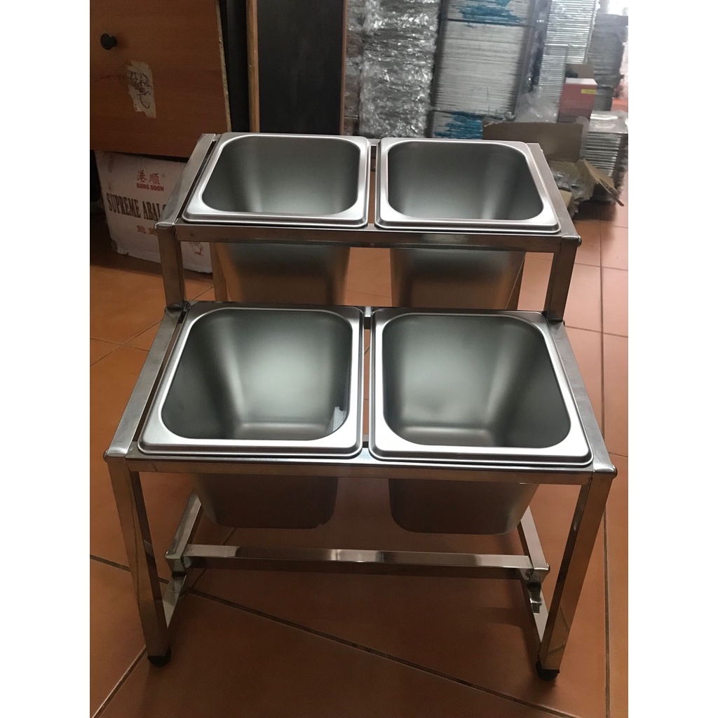 ชั่นวางอ่างอาหาร กล่องใส่เครื่องปรุงสแตนเลส แบบยืดหดได้ 35`60 ซม.(ฝาปิดแบบทึบ ไม่มีช่องใส่ช้อน) - รูปที่ 4