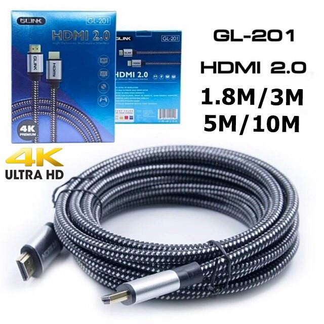 สาย HDMI 4K GLINK 2.0 รุ่น GL-201 ยาว1.8M/3M/5M/10M คุณภาพดี 4K Ultra HD Resolution