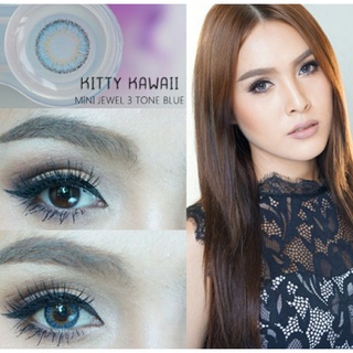 💖 Kitty kawaii  jewel 3 tone blue -00 -50  Contactlens บิ๊กอาย คอนแทคเลนส์ ราคาถูก แถมตลับฟรี