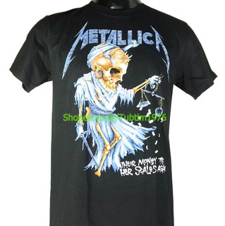 TSHIRTฝ้ายเสื้อวง Metallica เสื้อยืดแฟชั่นวงดนตรี เสื้อวินเทจ เมทัลลิกา MET1598s-5xl
