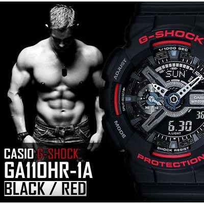 โคนัน นาฬิกาโทรศัพท์เด็ก G-SHOCK นาฬิกาข้อมือผู้ชาย สายเรซิ่น รุ่น GA-110HR-1A(Red and black)
