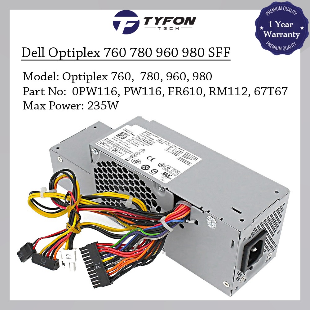 Dell Optiplex 760 780 960 980 SFF Power Supply PSU 235W 0PW116 H235P-00 HP-D2352A0 (ตกแต่งใหม่)