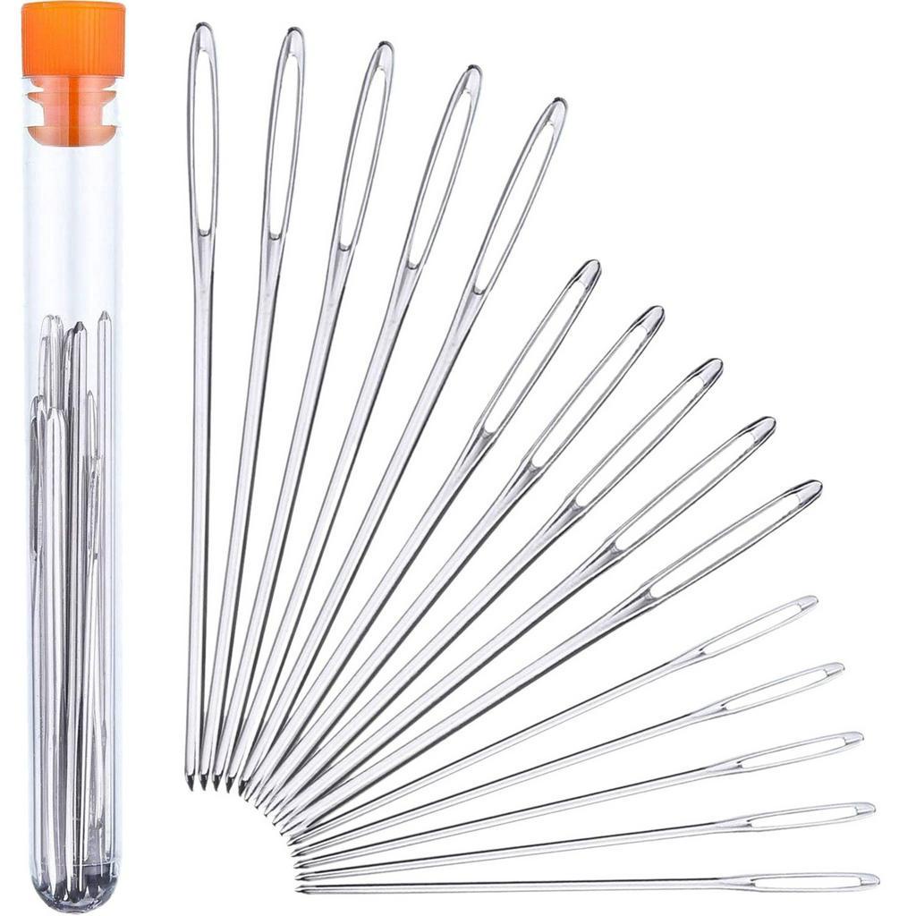 15 Pieces Blunt Needles stainless steel Large-Eye Yarn Knitting Needles ...