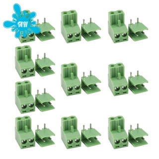 10 pcs 5.08mm Pitch 2Pin Plug-in Screw PCB Terminal Block Connector Right Angle