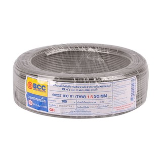 สายไฟ THW สายไฟ THW 60227IEC01 BCC 1x1.5SQ.MM 100 ม. สีเทา สายไฟ งานระบบไฟฟ้า ELECTRIC WIRE THW BCC 60227IEC01 1X1.5SQ.M