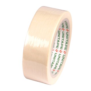 กระดาษกาวย่น แกน 3นิ้ว 1 1/2นิ้วx25 หลา สีขาวครีม ยูนิเทป Masking tape, 3  core, 1 1/2  x25 yards, cream white, uni