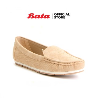 Bata LADIESCASUAL รองเท้าลำลองส้นแบนแฟชั่นหญิง MOCCASINE แบบสวม ปิดส้น สีเบจ รหัส 5513310