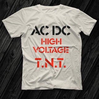 [S-5XL]เสื้อเชิ้ต Gildan | Ac Dc แรงดันไฟฟ้าสูง Tnt White Unisex