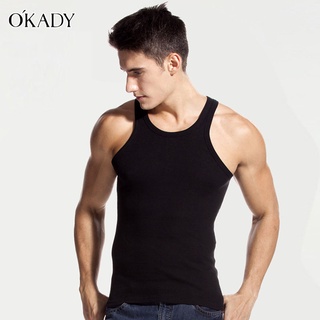 OKADY เสื้อกล้ามชาย เสื้อแขนกุดเสื้อกล้ามผ้าฝ้าย เสื้อกล้ามกีฬาสำหรับผู้ชาย ดีไซน์เรียบง่าย เรื้อผ้านุ่มนิ่ม ซับเหงื่อและระบายความร้อนได้ดี สวมใส่ได