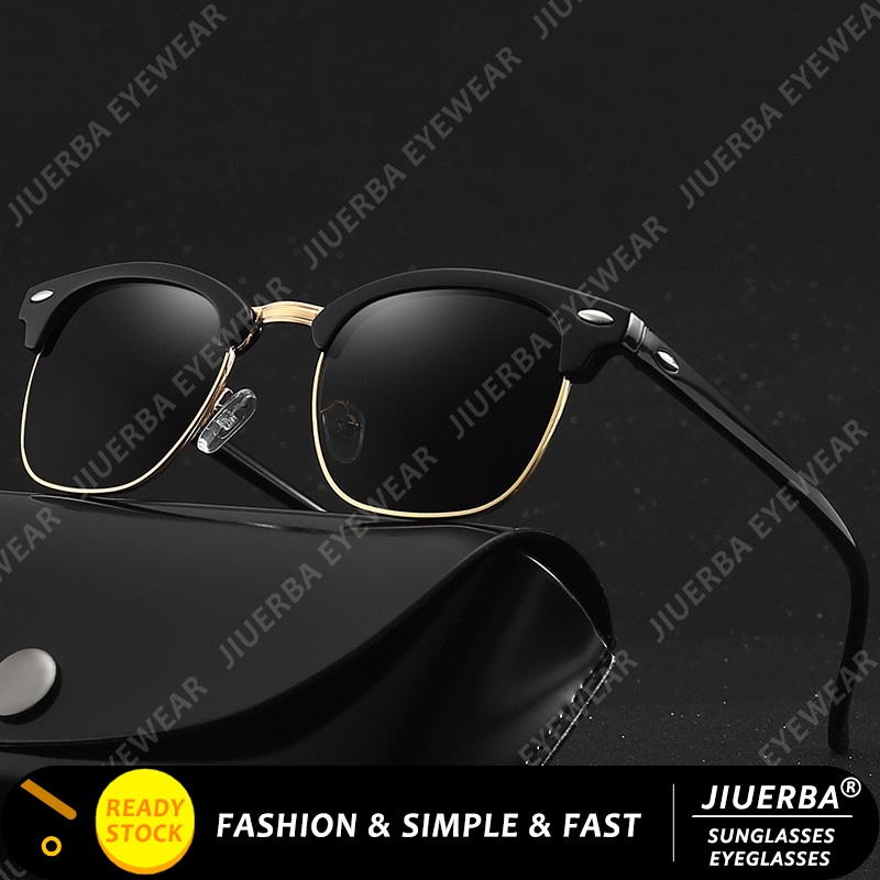(JIUERBA) แว่นตากันแดด UV400 กรอบสี่เหลี่ยม สไตล์คลาสสิก สําหรับผู้ชาย ผู้หญิง เหมาะกับการขับขี่