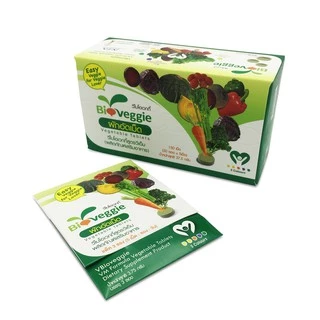 แพ็คเก็จใหม่ ผักอัดเม็ดไบโอเวกกี้ ผัก5สี 12 ชนิด (30 ซอง x 5 เม็ด) แถมฟรี 3 ซอง