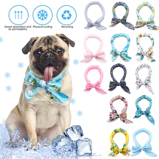 Dog Cooling Bandana Set Summer Triangle Scarfs Cat Soft Collar Washable Bow Accessories Cotton dogs Bibs Pet Fashion