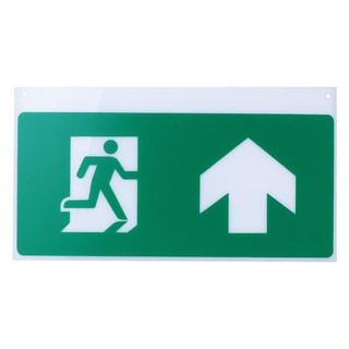 แผ่นป้ายทางออกฉุกเฉิน DELIGHT GLA1 ป้าย ขึ้นไปทางขวา EMERGENCY EXIT SIGN DELIGHT GLA1 PERSON THROUGH DOORWAY IN RIGHT DI