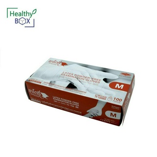 Satory Latex Powder-Free Examination Gloves 100s. ซาโตรี่ ศรีตรังโกลฟส์ ถุงมือยางลาเท็กส์สีขาว ไม่มีแป้ง size M