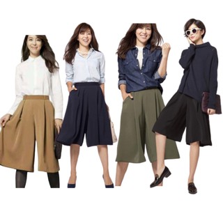 Gu by UNIQLO Culottes กางเกงขาสั้น มีซิป สีขาวมะกอก สําหรับผู้หญิง