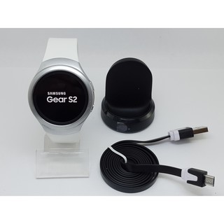 นาฬิกา SAMSUNG GEAR S2 SM-R730A SILVER CASE WHITE พร้อมสายชาร์จและแท่นชาร์จ (สภาพดี) NO.189