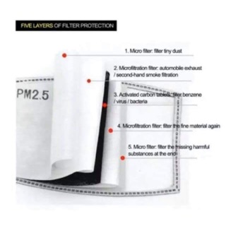 แผ่นกรองคาร์บอน 5 ชั้น N95 ป้องกันฝุ่น PM2.5 สำหรับเปลี่ยนใส่รองในหน้ากากอนามัย