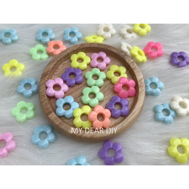 ลูกปัดดอกไม้ ดอกไม้สีพาสเทล 20 กรัม 18฿