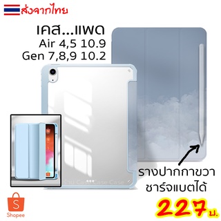 [ชาร์จปากกา] เคสสำหรับไอแพด air4 air5 หลังใส เคส สำหรับ ไอแพด แอร์4 แอร์5 10.9 10.2 gen7 gen8 gen9 ใส่ปากกาด้านขวา