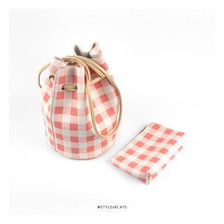 SBS-003 : Pastel Gingham Bucket Bag (PINK)