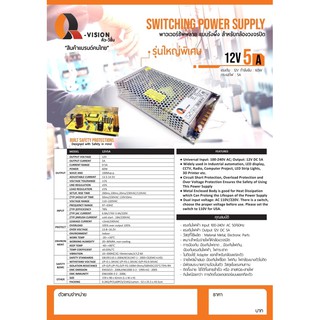 SWITCHING POWER SUPPLY พาวเวอร์ซัพพลาย แบบรังผึ้ง สำหรับกล้องวงจรปิด แบบใหญ่พิเศษ 12V 5 Aยี่ห้อQoolis