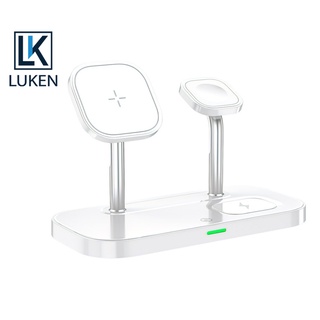 Luken ใหม่ 3-in-1 เครื่องชาร์จไร้สาย 15W ชาร์จเร็ว สําหรับโทรศัพท์ นาฬิกา หูฟัง