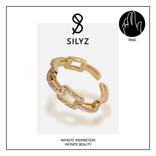 Silyzแหวนแฟชั่น สร้อยข้อมือ เปิดนิ้วชี้ ระดับสูง หรูหรา ดีไซน์มินิมอล ครื่องประดับแหวนสีทองสไตล์ย้อนยุค I-102