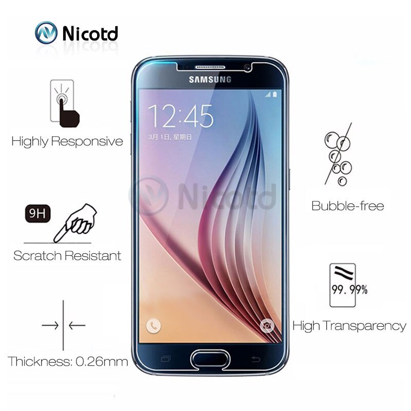 Nicotd กระจกนิรภัยสําหรับ Samsung Galaxy A3 A5 A7 J3 J5 J7 2017 2015 2016 0.26 มม.2.5D ป้องกันหน้าจอ