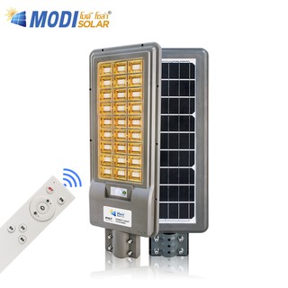 MODI ไฟถนนโซล่าเซลล์ 300W แสงเหลือง 2,000lumen IP65โคมไฟถนน โคมไฟติดผนัง ไฟสปอร์ตไลท์ ไฟโชล่าเซลล์ รับประกัน 1 ปี