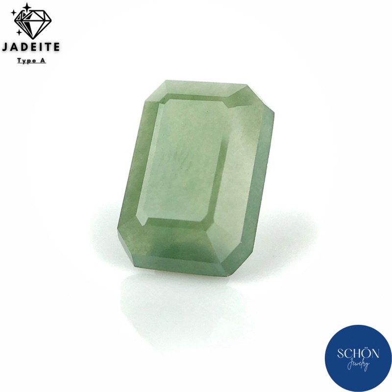 JA-EM หยกพม่า หยกจักรพรรดิ (รับประกันหยกพม่าแท้ธรรมชาติ) Jadeite Type A เจียรไนเหลี่ยมคม ทรงมรกต