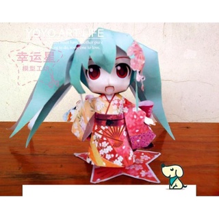 Lora PZ1 แม่พิมพ์กระดาษ รูปตุ๊กตากิโมโน Hatsune 3d แฮนด์เมด diy zg03