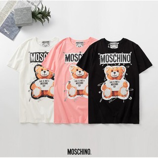 เสื้อยืดผ้าฝ้ายพิมพ์ลาย moschino สไตล์คลาสสิกแฟชั่น unisex