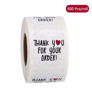สติ๊กเกอร์ฉลากรูปหัวใจ Thank You 500 ชิ้น / ม้วน